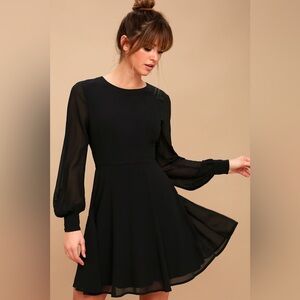 LULU's Women's Long Sleeve Mini Dress Sheer Size XS Whimsigoth Dark Romance